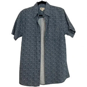 Haggar Navy Button Down Collared Shirt Short Sleeve